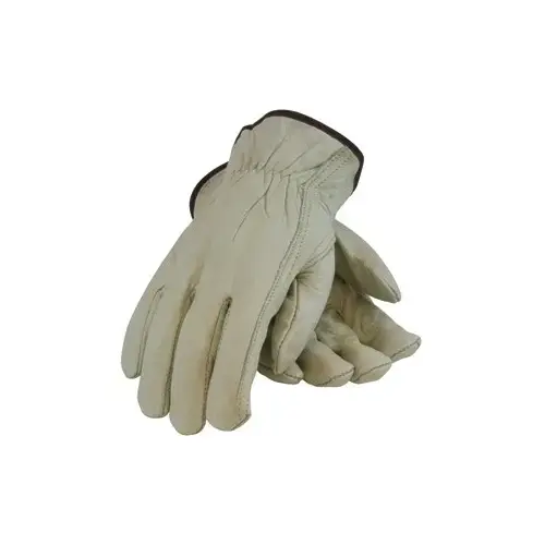 68-162 White Small Grain Cowhide Leather Driver's Gloves - Keystone Thumb - 8.8" Length Pair