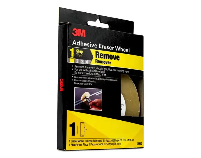 3M 0 Adhesive Eraser Wheel 4 in Dia x 5/8 in THK Wheel 3/8-16 Arbor/Shank 4000 rpm Beige 3612