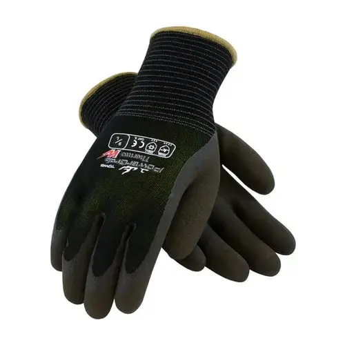 Thermo W 41-1430 Black 2XL Cold Condition Gloves - Latex Palm & Fingers Coating - 11" Length - Rough Finish Pair