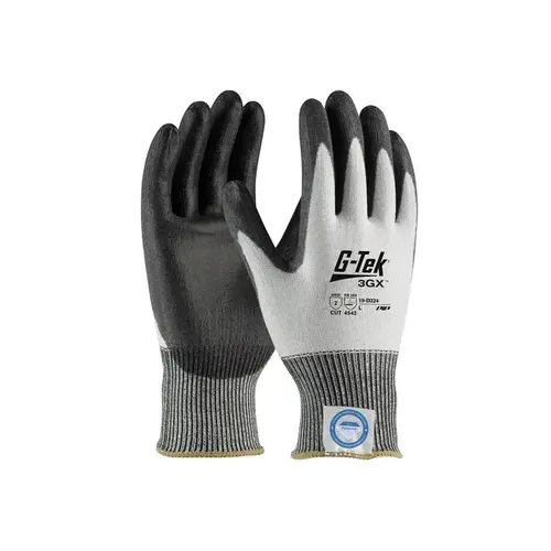 3GX 19-D324 White/Black XL Dyneema/Lycra Cut-Resistant Glove - ANSI A2 Cut Resistance - Polyurethane Palm & Fingers Coating - 10.2" Length Pair