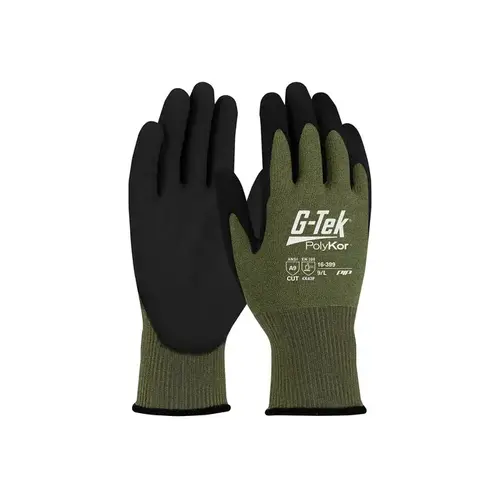 PolyKor X7 16-399 Green/Black 2XL Cut-Resistant Gloves - ANSI A9 Cut Resistance - Neofoam Palm & Fingers Coating Pair PolyKor X7 16-399 Green/Black 2XL Cut-Resistant Gloves - ANSI A9 Cut Resistance - Neofoam Palm & Fingers Coating Pair
