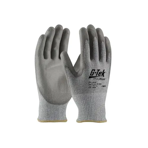 PolyKor 16-560 Gray Large Cut-Resistant Gloves - ANSI A4 Cut Resistance - Polyurethane Palm & Fingers Coating - 9.6" Length Pair PolyKor 16-560 Gray Large Cut-Resistant Gloves - ANSI A4 Cut Resistance - Polyurethane Palm & Fingers Coating - 9.6" Length Pair