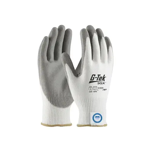 3GX 19-D330 Gray/White Medium Dyneema/Lycra/Nylon Cut-Resistant Gloves - ANSI A4 Cut Resistance - Polyurethane Palm & Fingertips Coating - 10.5" Length Pair 3GX 19-D330 Gray/White Medium Dyneema/Lycra/Nylon Cut-Resistant Gloves - ANSI A4 Cut Resistance - Polyurethane Palm & Fingertips Coating - 10.5" Length Pair