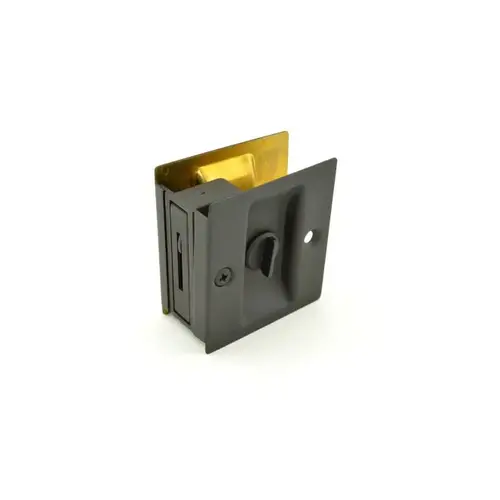 Privacy Pocket Door Lock Square Cutout for 1-3/8" Thick Door Satin Black Finish