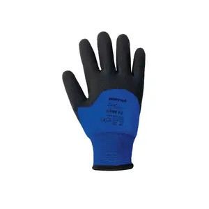 North NF11HD/7S Flex Cold Grip NF11HD Black/Blue Small Nylon Work Gloves - PVC Foam Palm & Over Knuckles Coating Pair