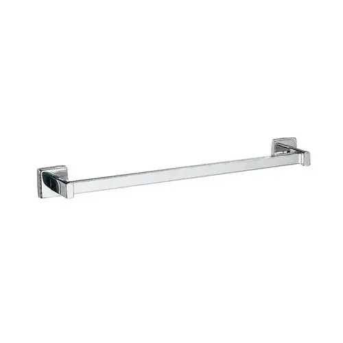 24" Surface Mounted Square Rose Square Towel Bar Bright Stainless Steel Finish