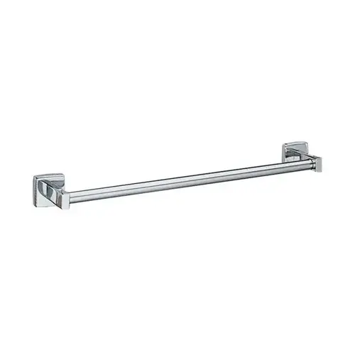 24" Surface Mounted Square Rose Round Towel Bar Satin Stainless Steel Finish