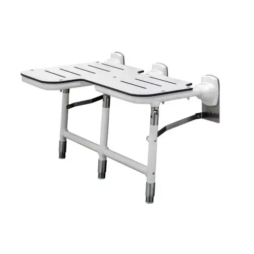 Right Hand Bariatric Folding Shower Seat with Legs Satin Stainless Steel Finish Right Hand Bariatric Folding Shower Seat with Legs Satin Stainless Steel Finish
