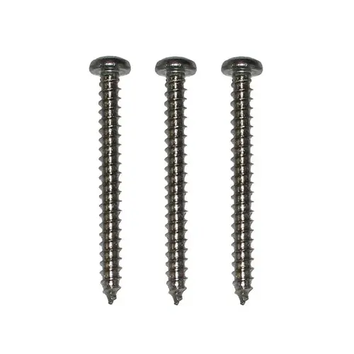 Optional Mounting Kit - 3 Round Head Sheet Metal Screws Satin Stainless Steel Finish Optional Mounting Kit - 3 Round Head Sheet Metal Screws Satin Stainless Steel Finish