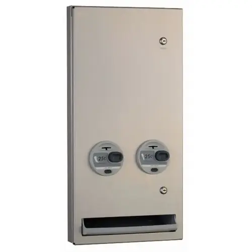 Free No Coin Operation Semi Recessed Napkin / Tampon Flat Door Vendor Satin Stainless Steel Finish Free No Coin Operation Semi Recessed Napkin / Tampon Flat Door Vendor Satin Stainless Steel Finish