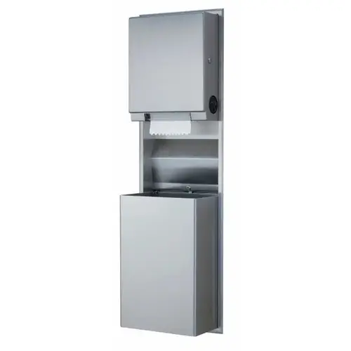 Recessed Convertible Paper Towel Dispenser/Waste Receptacle, Satin Stainless Steel Recessed Convertible Paper Towel Dispenser/Waste Receptacle, Satin Stainless Steel