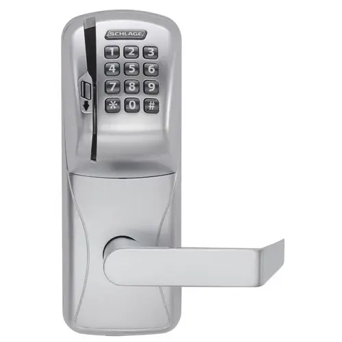 Standalone Electronic Lock Classroom Lockdown Solution Cylindrical Classroom Security Magnetic Stripe and Keypad Rhodes Lever Satin Chrome Finish Standalone Electronic Lock Classroom Lockdown Solution Cylindrical Classroom Security Magnetic Stripe and Keypad Rhodes Lever Satin Chrome Finish