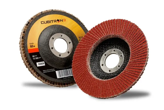 Cubitron II 967A Series Type 27 Flap Disc 4-1/2 in Dia 60+ Grit Medium Grade 13300 rpm Maroon - pack of 10 55606-XCP10 Cubitron II 967A Series Type 27 Flap Disc 4-1/2 in Dia 60+ Grit Medium Grade 13300 rpm Maroon - pack of 10 55606-XCP10
