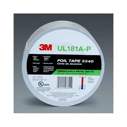 3340 2-1/2 in. x 50 yds. Silver 4.0 mil Foil Tape