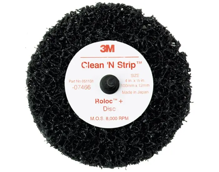 Scotch-Brite Non-Woven Quick-Change Clean and Strip Disc 4 in Dia 1/4 in Center Hole Extra Coarse Grade Black 07466 Scotch-Brite Non-Woven Quick-Change Clean and Strip Disc 4 in Dia 1/4 in Center Hole Extra Coarse Grade Black 07466