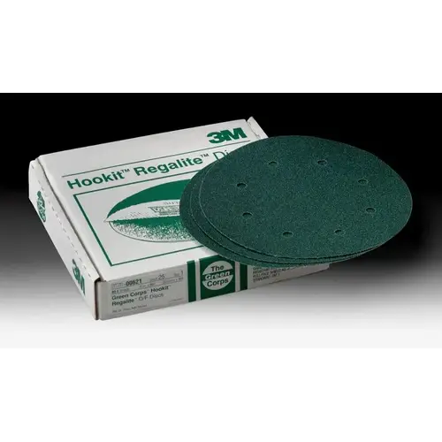 00621 255U Series Dust Free Abrasive Disc, 8 in Dia, 80 Grit, Hook and Loop, Green 00621 255U Series Dust Free Abrasive Disc, 8 in Dia, 80 Grit, Hook and Loop, Green