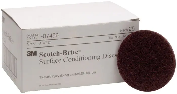Scotch-Brite 07456 SC-DH Series No-Hole Surface Conditioning Disc 3 in Medium Grade Aluminum Oxide Maroon 07456A