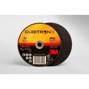 Cubitron II 66518 Type 1 Cut-Off Wheel, 4 in Dia x 0.035 in THK Wheel, 3/8 in Center Hole, 19100 rpm Black