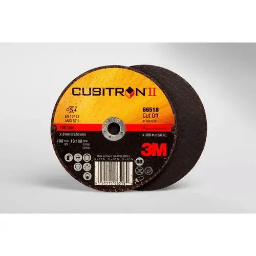 Type 1 Cut-Off Wheel, 4 in Dia x 0.035 in THK Wheel, 3/8 in Center Hole, 19100 rpm Black