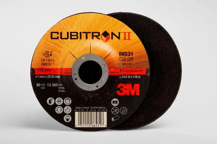 Cubitron II Type 27 Cut-Off Wheel 4-1/2 in Dia x 0.045 in THK Wheel 7/8 in Center Hole 13300 rpm Black 66531