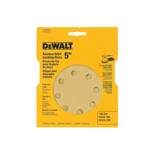 Sanding Disc, 5 in Dia, Coated, 100 Grit, Medium, Aluminum Oxide Abrasive, Paper Backing, 8-Hole - pack of 25 Sanding Disc, 5 in Dia, Coated, 100 Grit, Medium, Aluminum Oxide Abrasive, Paper Backing, 8-Hole - pack of 25