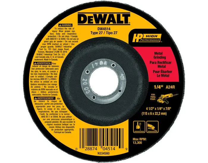 DEWALT Type 27 Depressed Center Wheel 9 x 1/4 x 5/8 -11 A24R Grit Aluminum Oxide - pack of 10 DW4954-XCP10