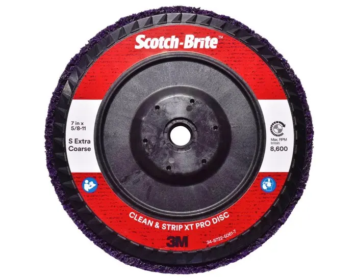 Scotch-Brite XT Pro Series Clean and Strip Disc 7 in Dia Extra Coarse Grade 8600 rpm Purple 45481 Scotch-Brite XT Pro Series Clean and Strip Disc 7 in Dia Extra Coarse Grade 8600 rpm Purple 45481