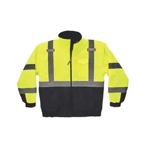 GloWear 8377 Men's Large Lime High Visibility Reflective Quilted Bomber Jacket
