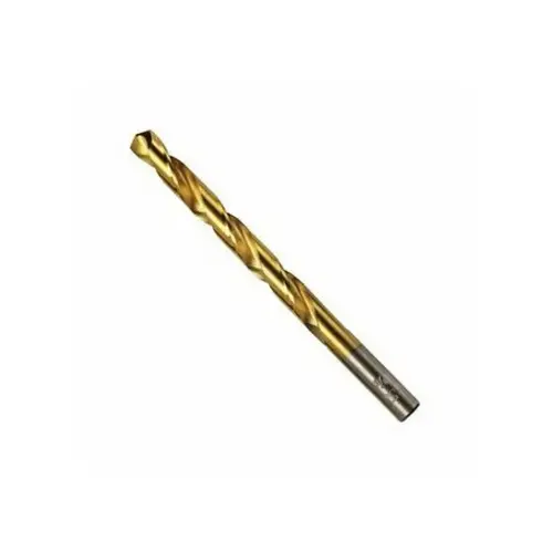 Titanium Nitride Steel Fractl Straight Shank Jobber Length Drill Bit,3/16",Card
