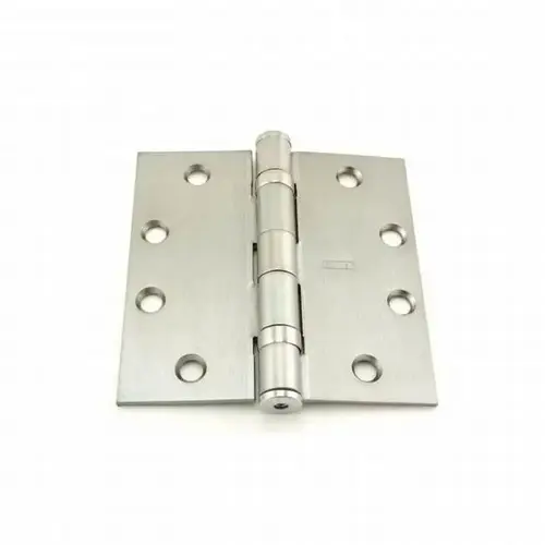 4-1/2" x 4-1/2" Steel Full Mortise Ball Bearing Standard Weight Square Corner Hinge # 068441 Satin Chrome Finish 4-1/2" x 4-1/2" Steel Full Mortise Ball Bearing Standard Weight Square Corner Hinge # 068441 Satin Chrome Finish
