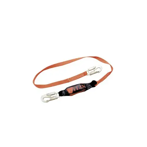 Titan Pack-Type Shock Absorbing Lanyard, Locking Snap Hooks, 1 Leg, Orange