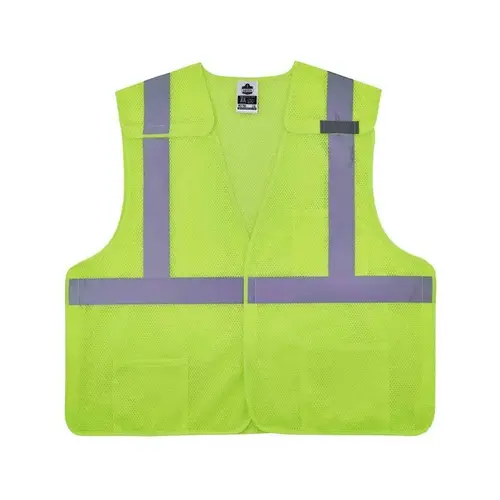 8217BA Lime 2XL/3XL Polyester Mesh High-Visibility Vest - 3 Pockets
