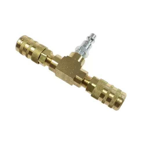 Tee Manifold Assembly - 1/4" Industrial Connector Inlet - 1/4" 6 Ball Industrial Interchange Thread