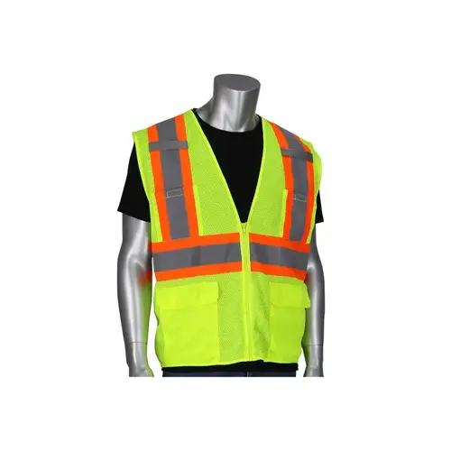 302-MVZT Lime Yellow 3XL Polyester Mesh High-Visibility Vest - 6 Pockets - Fits 56.7" Chest - 29" Length 302-MVZT Lime Yellow 3XL Polyester Mesh High-Visibility Vest - 6 Pockets - Fits 56.7" Chest - 29" Length