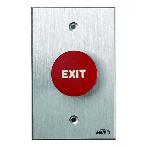 Maintained Tamper Resistant Exit Push Button, Brushed Anodized Aluminum Finish Maintained Tamper Resistant Exit Push Button, Brushed Anodized Aluminum Finish
