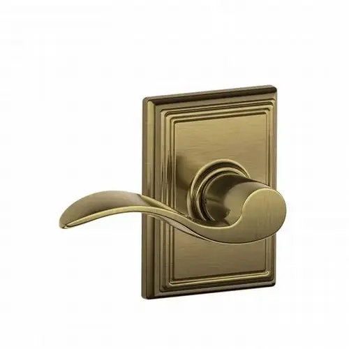 Accent Lever with Addison Rose Passage Lock with 16080 Latch and 10027 Strike Antique Brass Finish Accent Lever with Addison Rose Passage Lock with 16080 Latch and 10027 Strike Antique Brass Finish