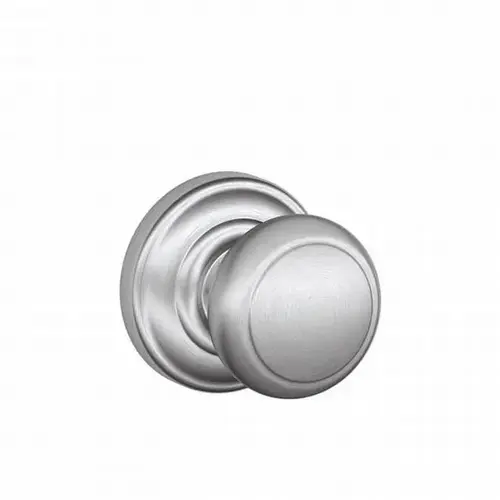 Schlage Residential F10AND626Andover Knob with Andover Knob with Rose Passage Lock with 16080 Latch and 10027 Strike Satin Chrome Finish Schlage Residential F10AND626Andover Knob with Andover Knob with Rose Passage Lock with 16080 Latch and 10027 Strike Satin Chrome Finish