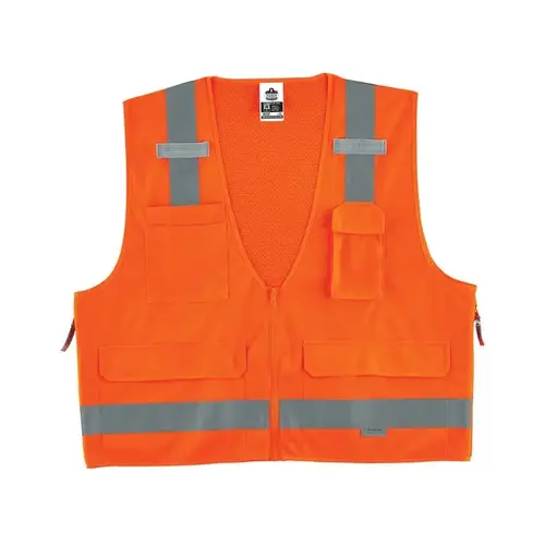 8250Z High-Visibility Orange 4XL/5XL Polyester Mesh/Solid High-Visibility Vest - 5 Pockets - Fits 58 to 64" Chest 8250Z High-Visibility Orange 4XL/5XL Polyester Mesh/Solid High-Visibility Vest - 5 Pockets - Fits 58 to 64" Chest