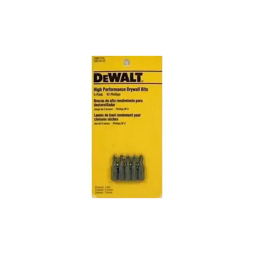 Screwdriver Bit Set, #2 Drive, 1/4 in Shank, Hex Shank, 1 in L, Steel - pack of 5 Screwdriver Bit Set, #2 Drive, 1/4 in Shank, Hex Shank, 1 in L, Steel - pack of 5