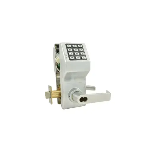 Trilogy Electronic Digital Lever Lock with Interchangeable Core for Best with Lock Down Satin Chrome Finish Trilogy Electronic Digital Lever Lock with Interchangeable Core for Best with Lock Down Satin Chrome Finish