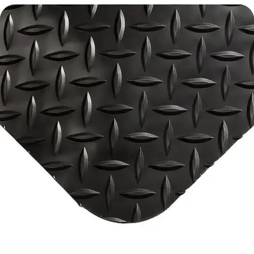 414 Black Nitricell/PVC Diamond-Plate Anti-Fatigue Mat - 2 ft Width - 75 ft Length