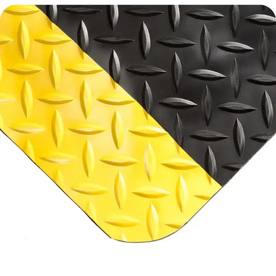 Wearwell 497 Black/Yellow PVC Surface/Recycled Urethane Sponge Base Diamond-Plate Anti-Fatigue Mat - 3 ft Width - 5 ft Length 497.1x3x5BYL Wearwell 497 Black/Yellow PVC Surface/Recycled Urethane Sponge Base Diamond-Plate Anti-Fatigue Mat - 3 ft Width - 5 ft Length 497.1x3x5BYL