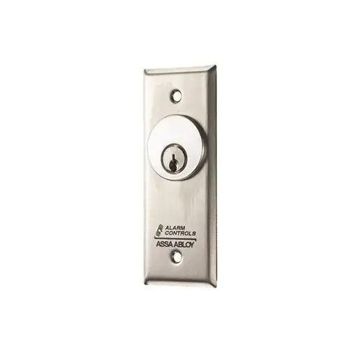 Narrow DPDT Momentary Keyswitch Satin Stainless Steel Finish Narrow DPDT Momentary Keyswitch Satin Stainless Steel Finish
