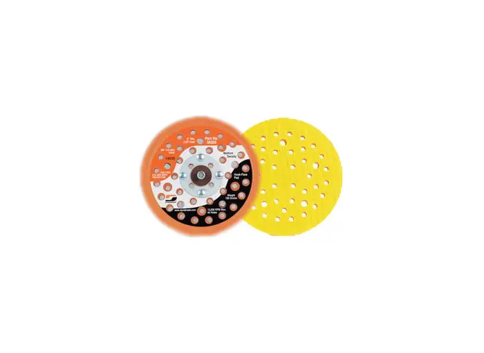 Dynabrade Sanding Disc Backing Pad - Hook & Loop Attachment - Medium Density - 6 Diameter - Hook Short Vacuum 3/8 in 52 Holes 56321 Dynabrade Sanding Disc Backing Pad - Hook & Loop Attachment - Medium Density - 6 Diameter - Hook Short Vacuum 3/8 in 52 Holes 56321
