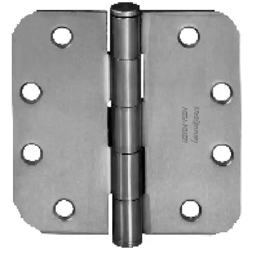 3-1/2" x 3-1/2" 1/4" Radius Standard Weight Five Knuckle Square Corner Hinge # 55438 Satin Chrome Finish