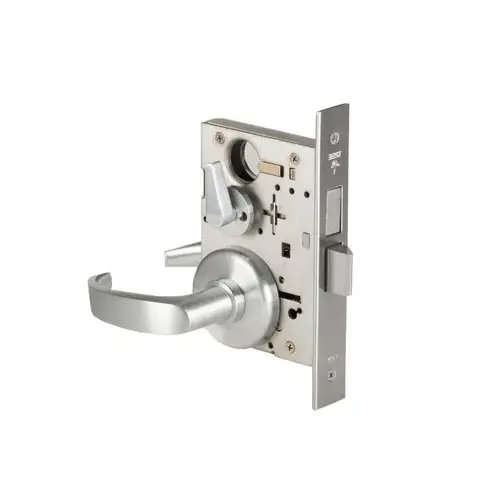 Mortise Lock Privacy 14 Lever with H Rose Right Hand Satin Chrome Finish