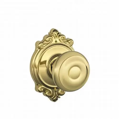 Georgian Knob with Brookshire Rose Passage Lock with 16080 Latch and 10027 Strike Bright Brass Finish Georgian Knob with Brookshire Rose Passage Lock with 16080 Latch and 10027 Strike Bright Brass Finish
