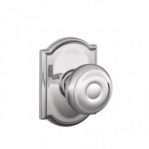 Georgian Knob with Camelot Rose Passage Lock with 16080 Latch and 10027 Strike Bright Chrome Finish Georgian Knob with Camelot Rose Passage Lock with 16080 Latch and 10027 Strike Bright Chrome Finish