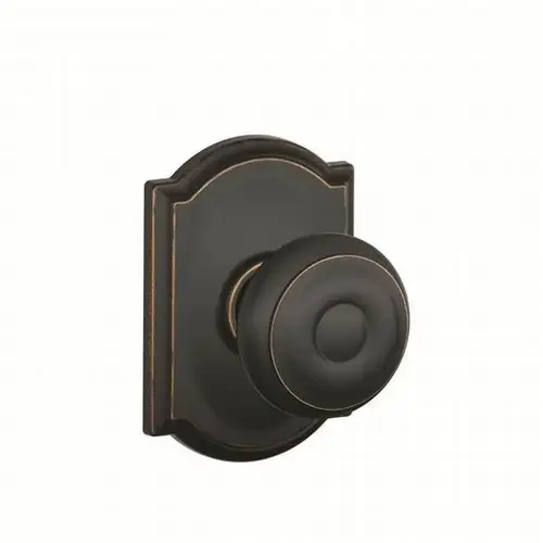 Georgian Knob with Camelot Rose Interior Active Trim with 12326 Latch and 10269 Strikes Aged Bronze Finish Georgian Knob with Camelot Rose Interior Active Trim with 12326 Latch and 10269 Strikes Aged Bronze Finish