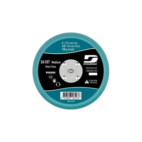 Sanding Disc Backing Pad - PSA Attachment - Medium Density - 6" Diameter - Vinyl, Non-Vacuum, 3/8" Sanding Disc Backing Pad - PSA Attachment - Medium Density - 6" Diameter - Vinyl, Non-Vacuum, 3/8"